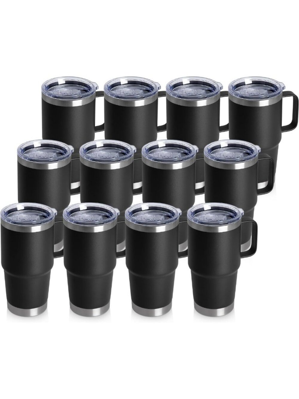 20oz Stainless Steel Insulated Tumblers with Handle - 12 Pack Travel Mugs